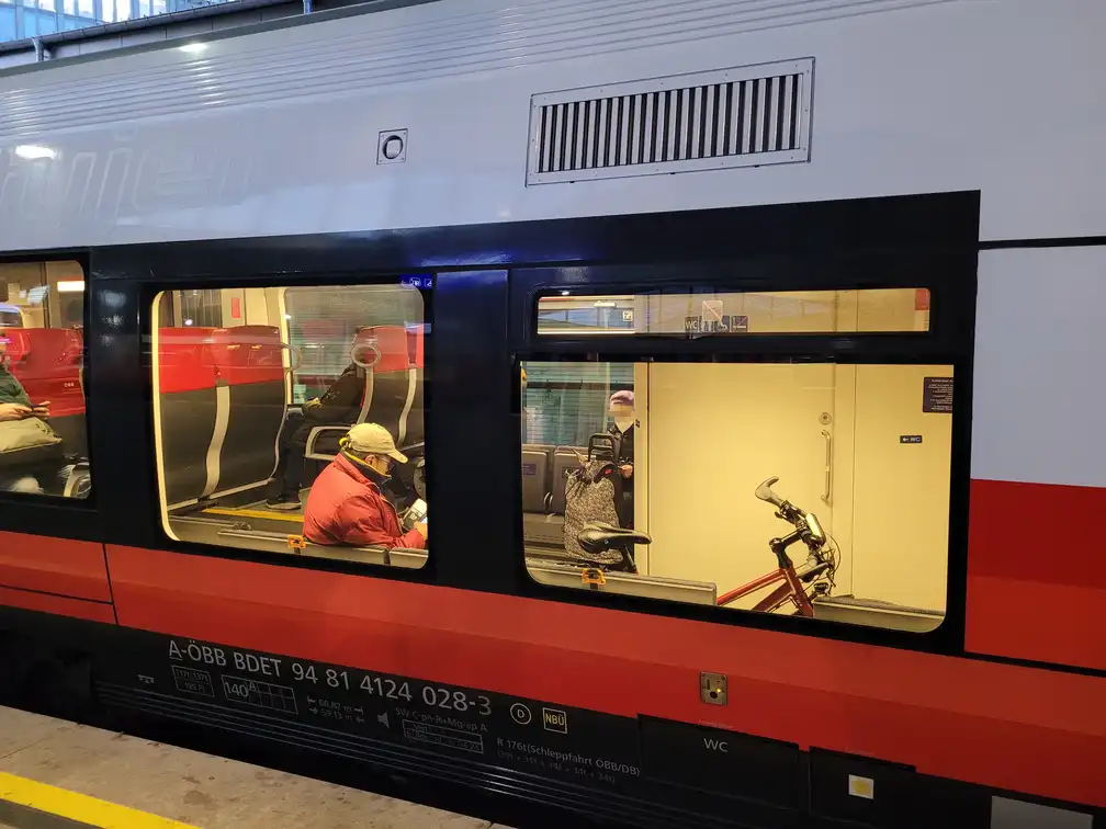 Foldable seats in a Bombardier Talent train