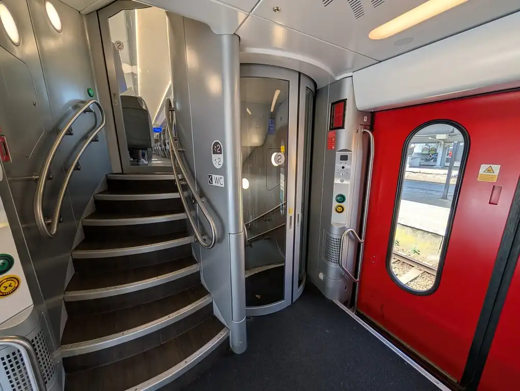 Stairs in a double-deck intercity train