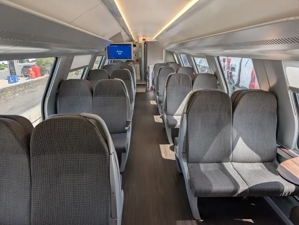Seats in a double-deck intercity train
