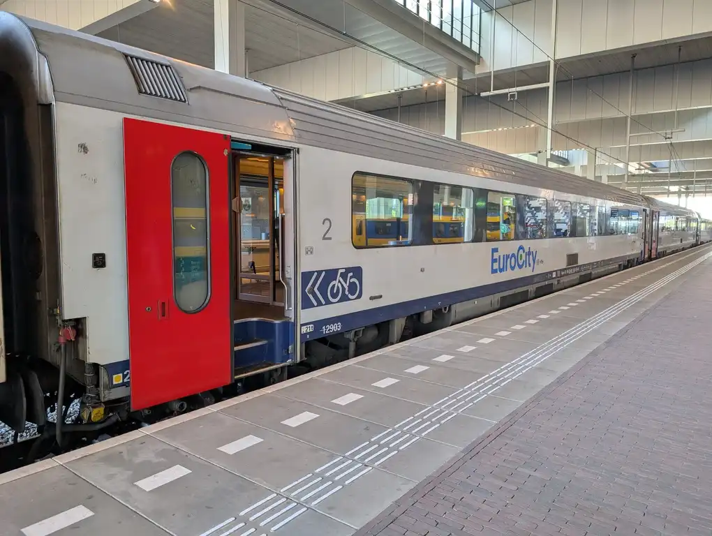 EuroCity train on a platform