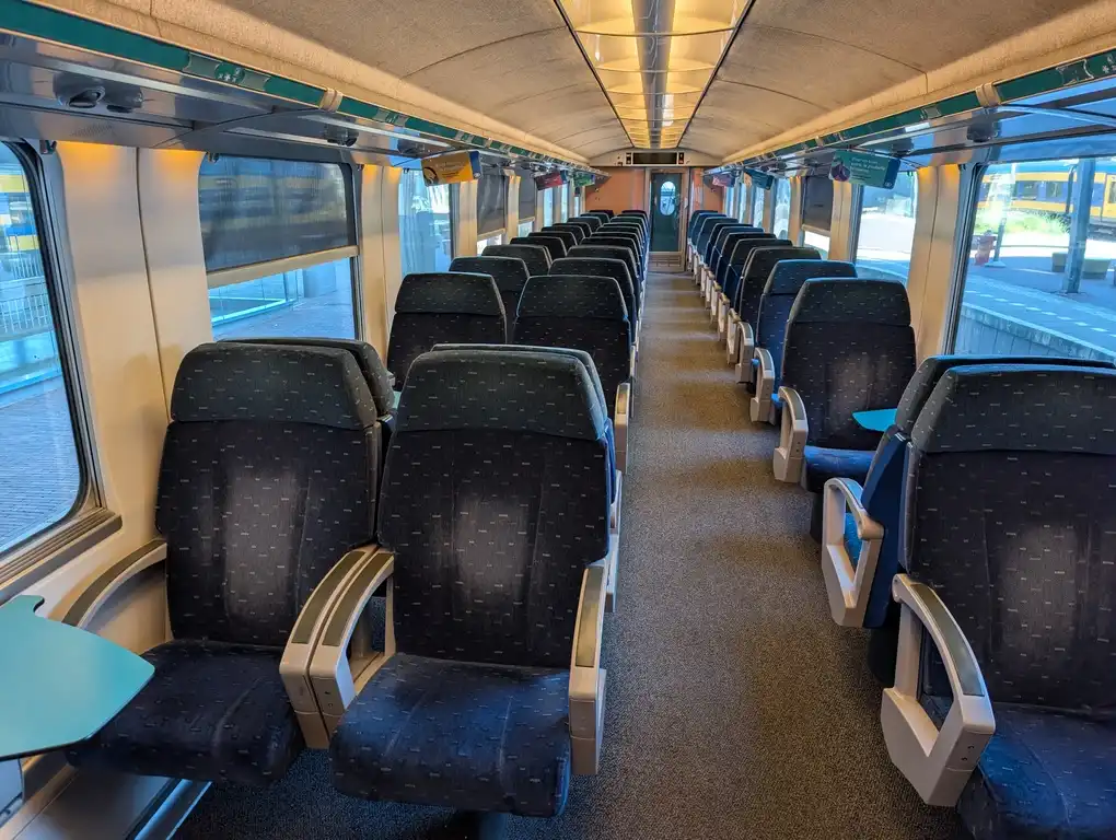 First-class seats in a EuroCity train