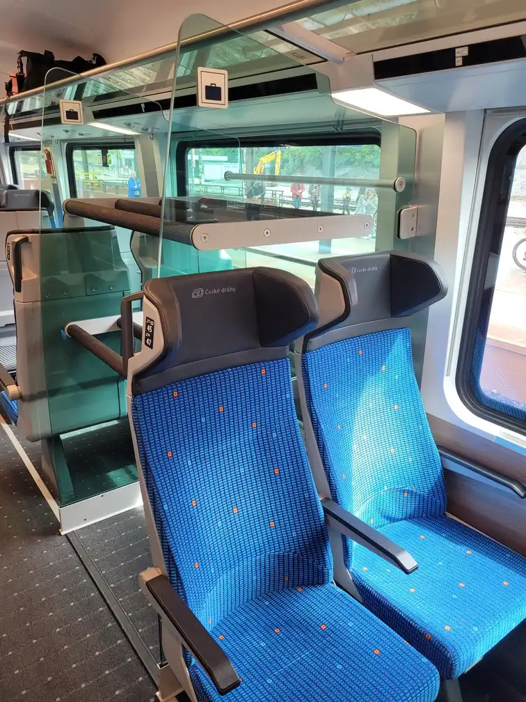 Luggage rack in a ComfortJet train