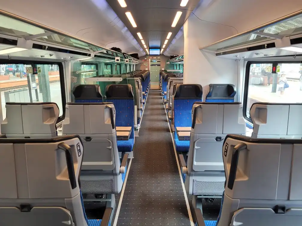 Second class seats in a ComfortJet train
