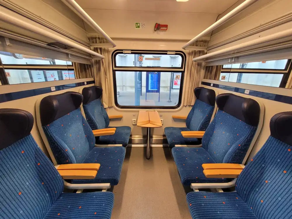 6-seat compartment in an intercity train
