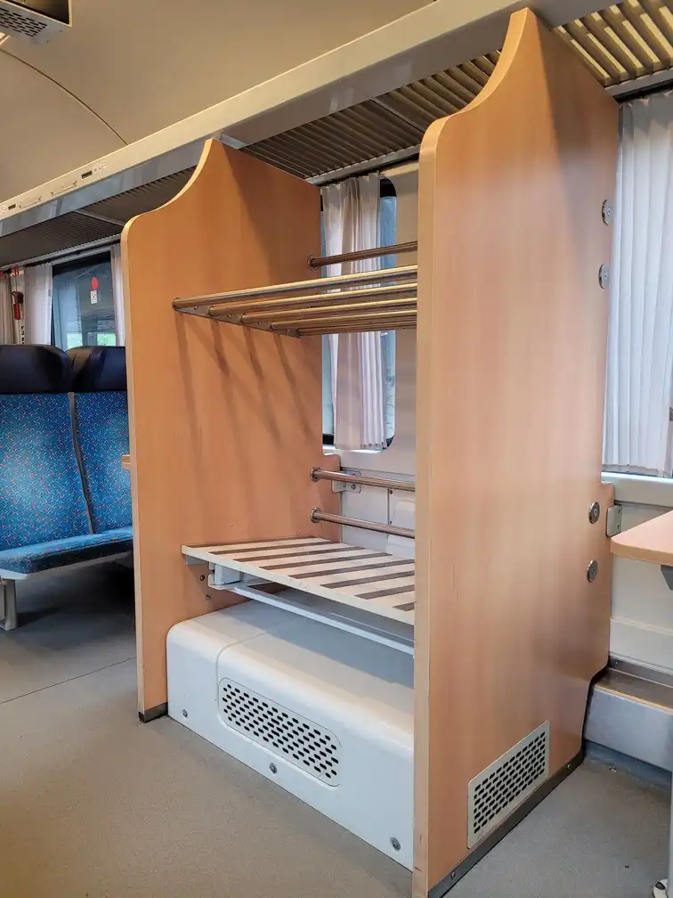Luggage rack in an intercity train