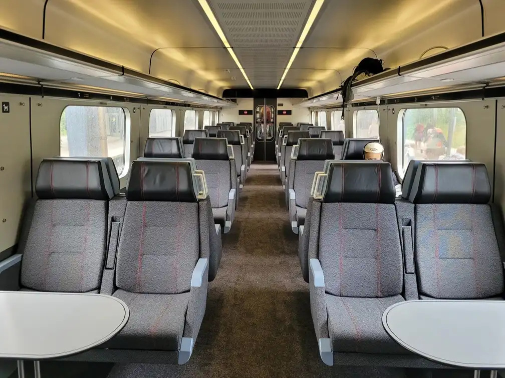 Second class seats in an intercity train