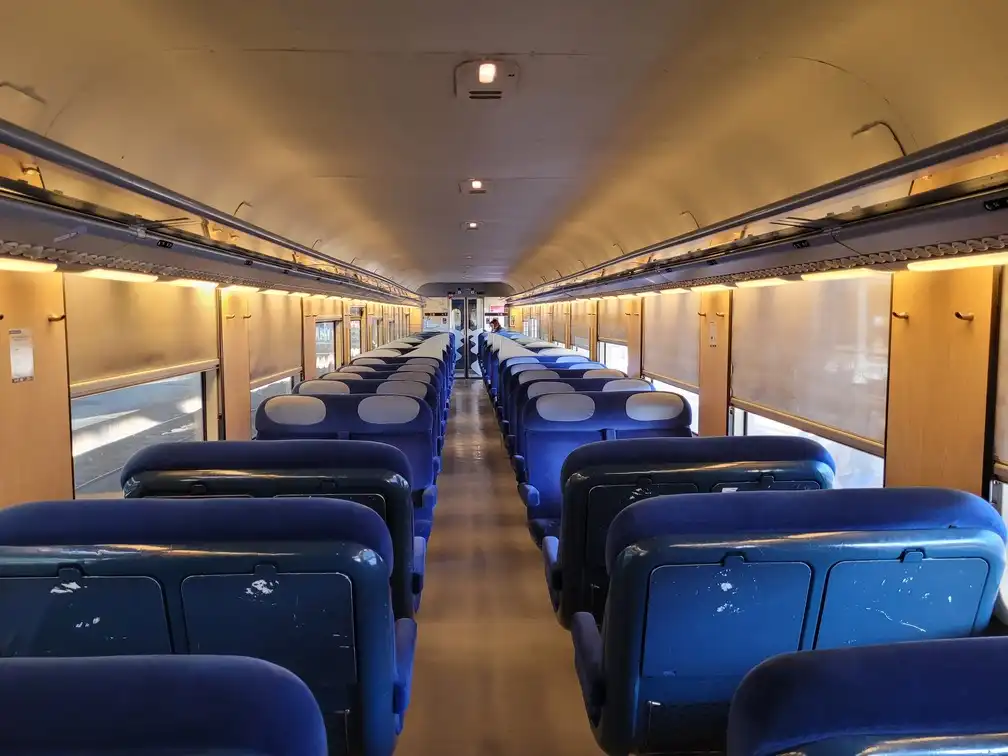 Open-plan second class seats