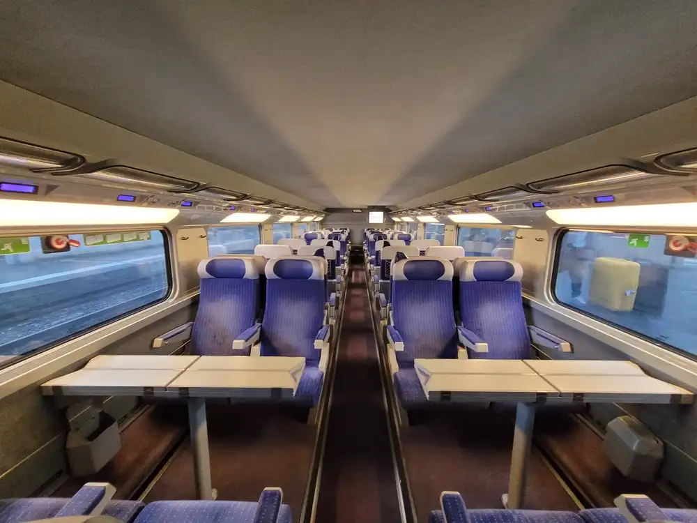 Second class seats in a TGV Duplex