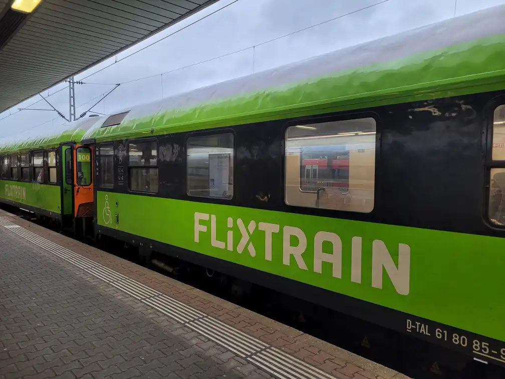 Flixtrain on a platform