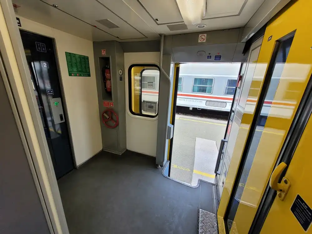 Entrance area in a modern train