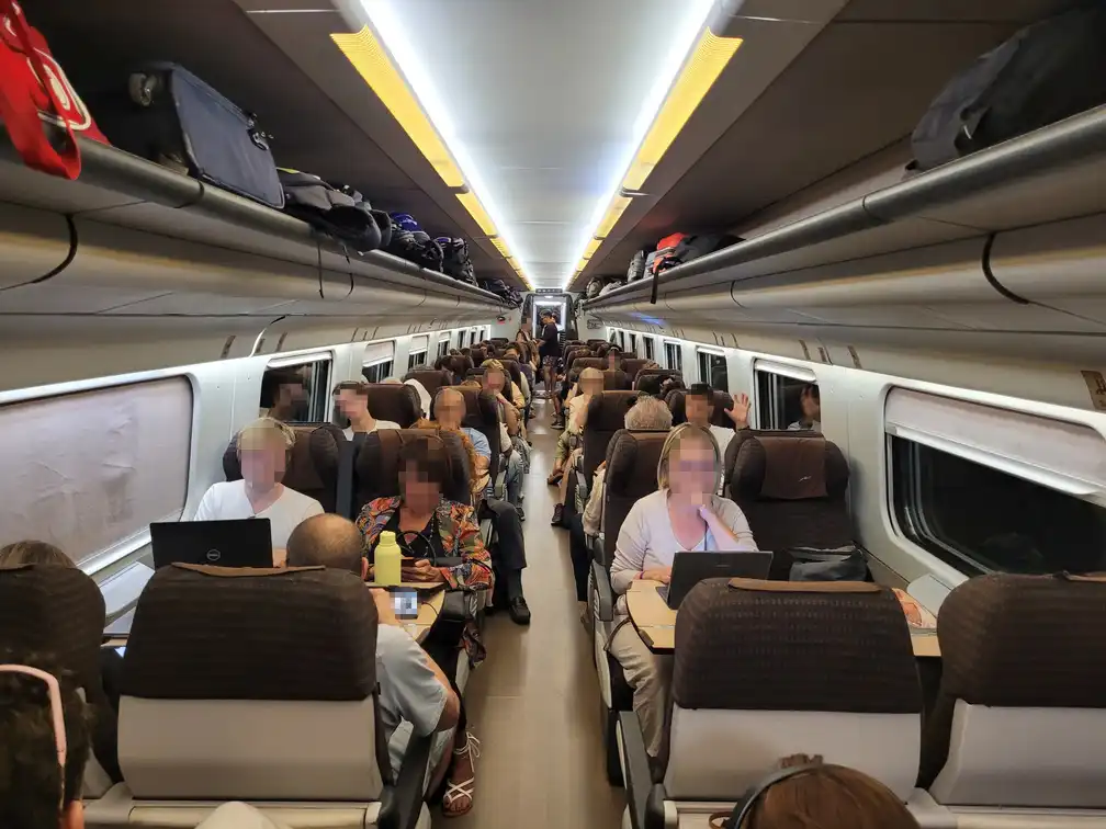 Seats in an ETR 460 train