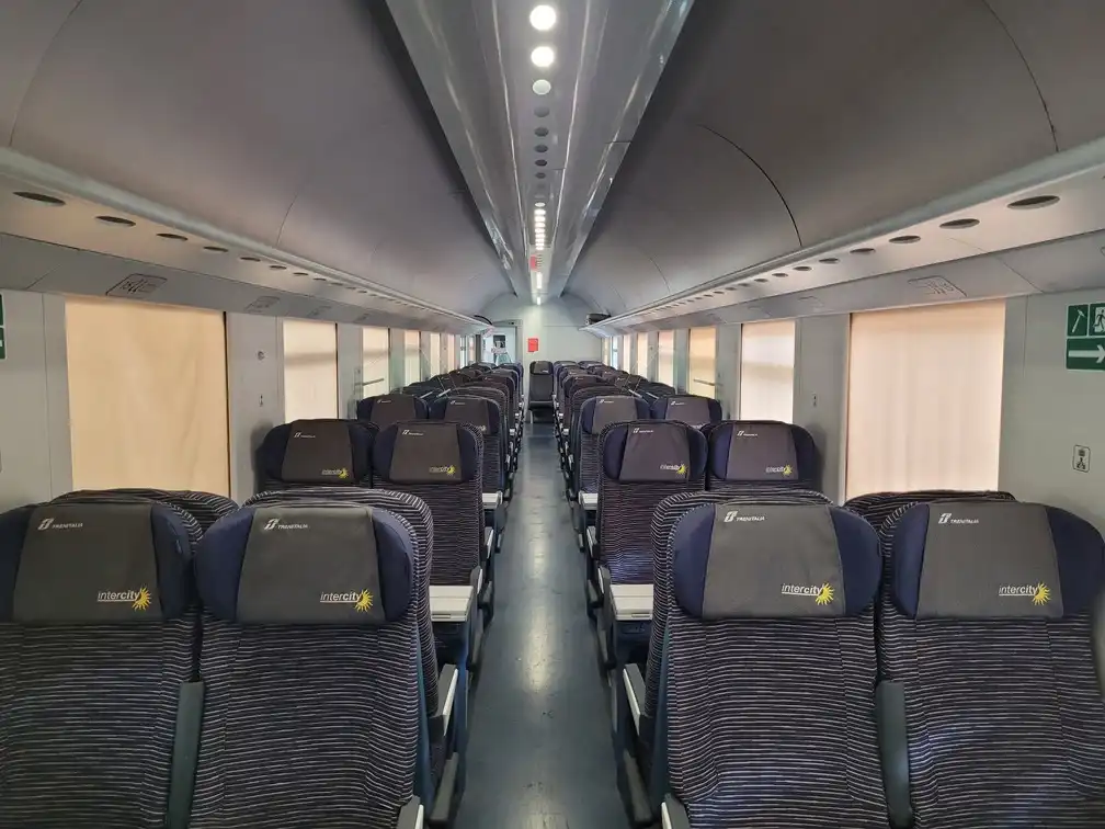 Second class seats in an intercity train
