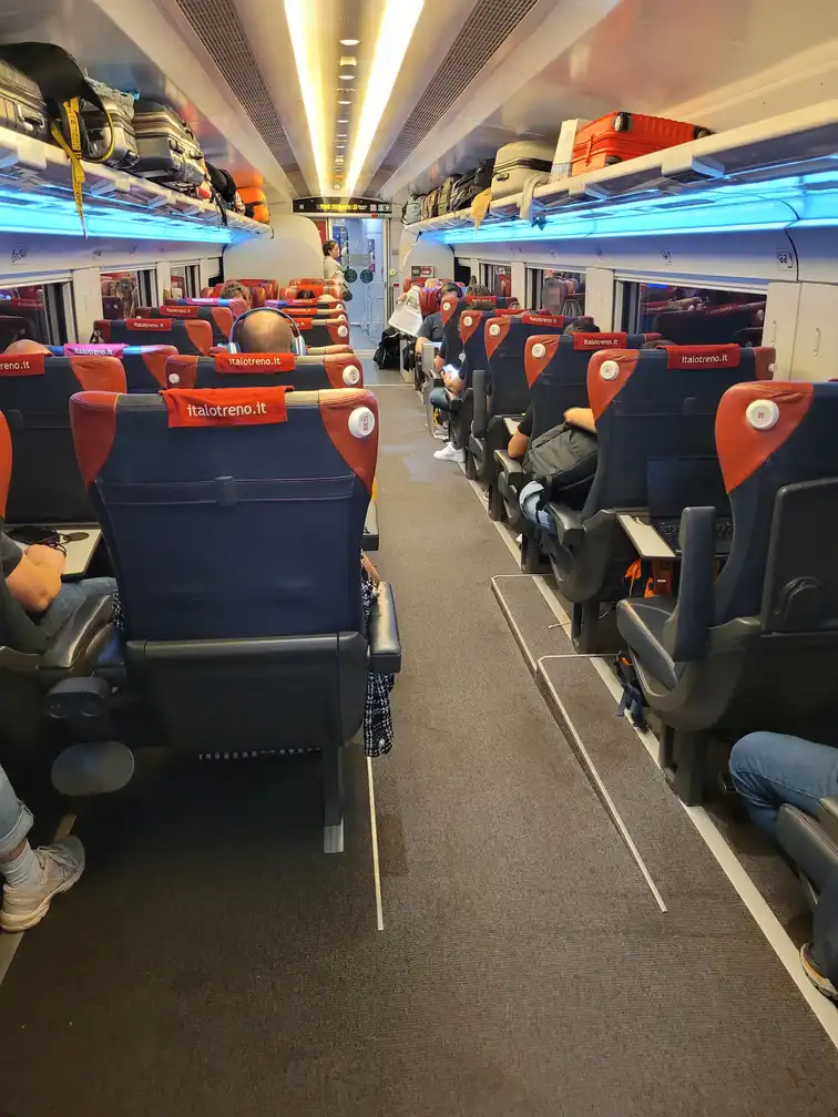 First class seats in an AGV train