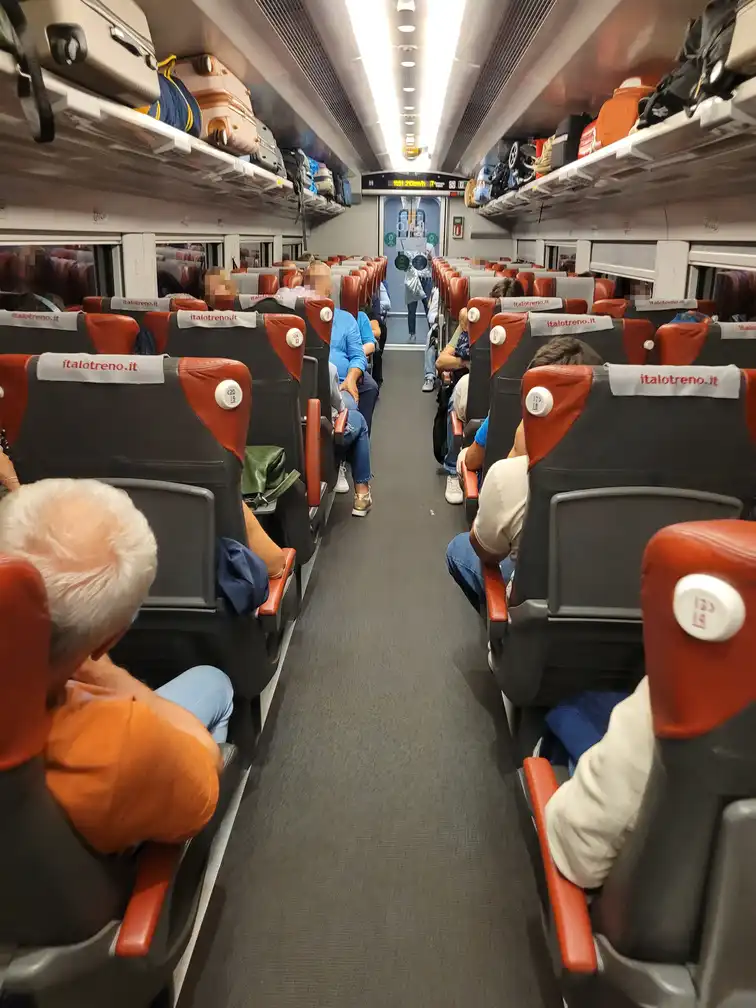 Second class seats in an AGV train