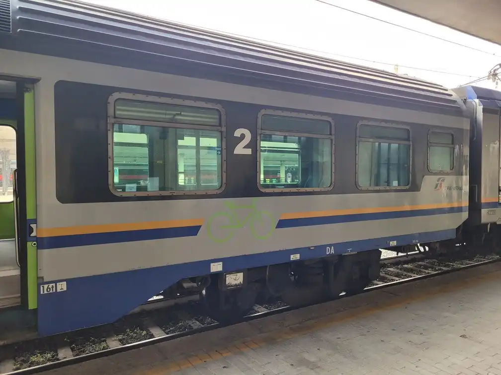 Bicycle carriage of a regional train on a platform