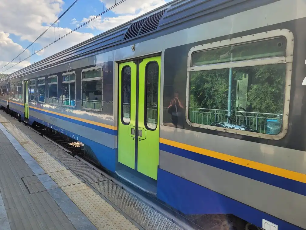 Regional train carriage on a platform