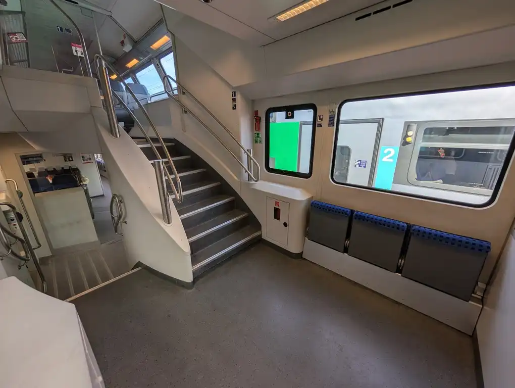 Stairs in a Bombardier Dosto train