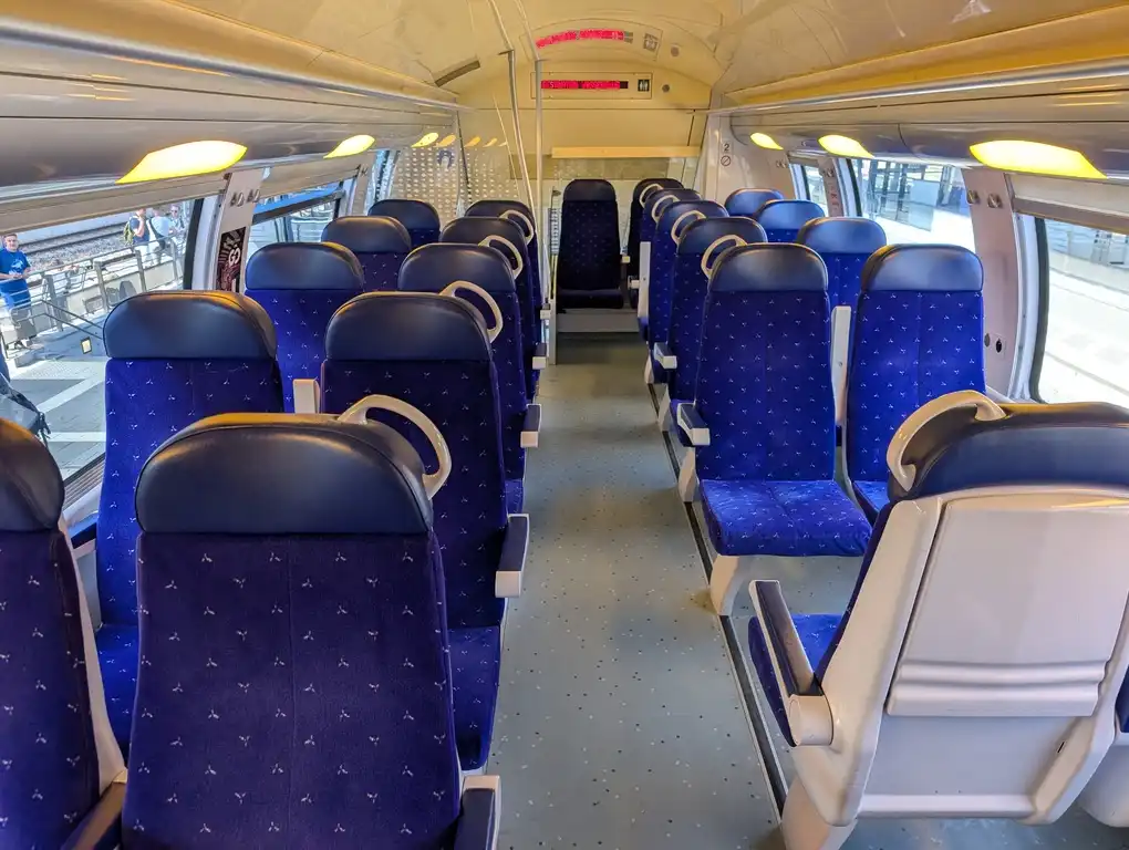 Upstairs seats in a Coradia Duplex train