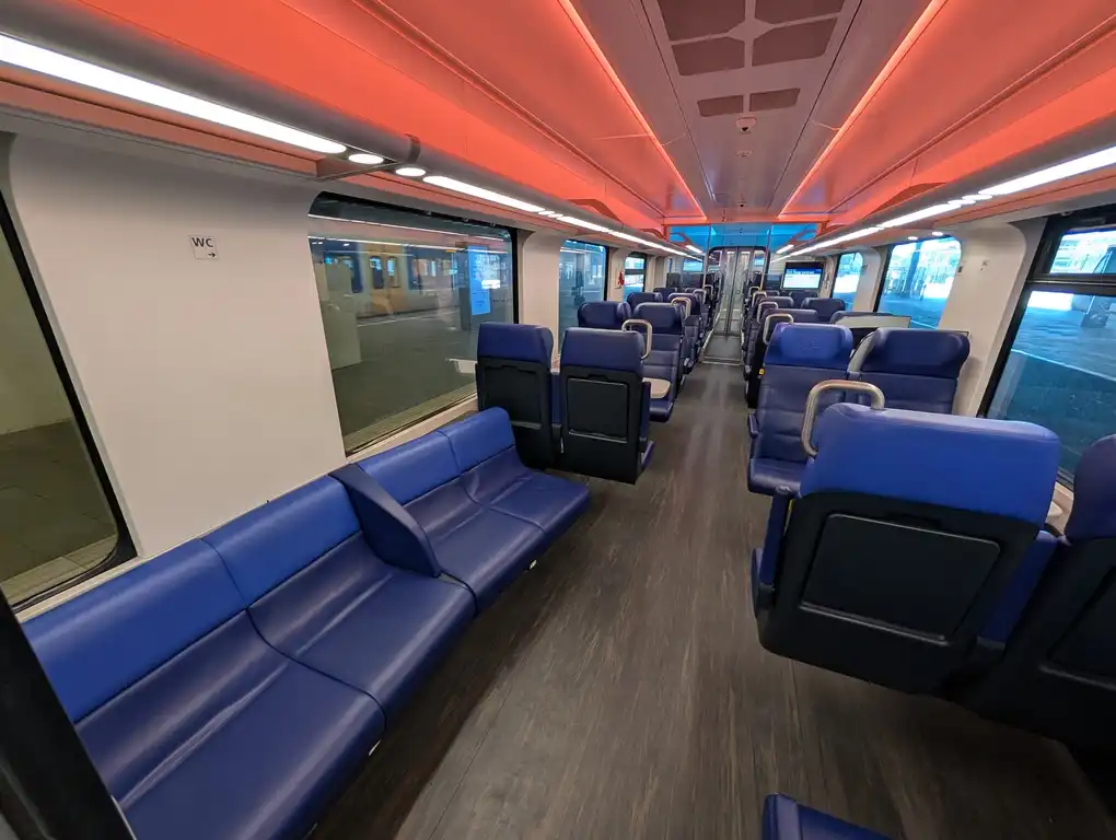Second-class seats in an ICNG train
