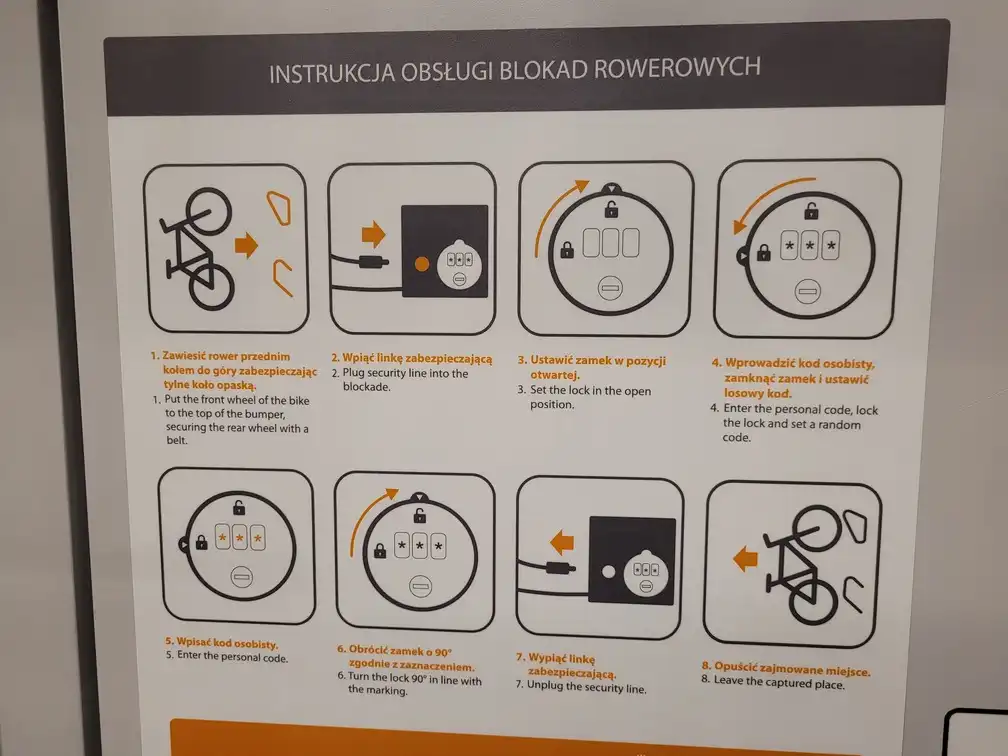 Instructions for the 3-digit bicycle lock in an intercity train