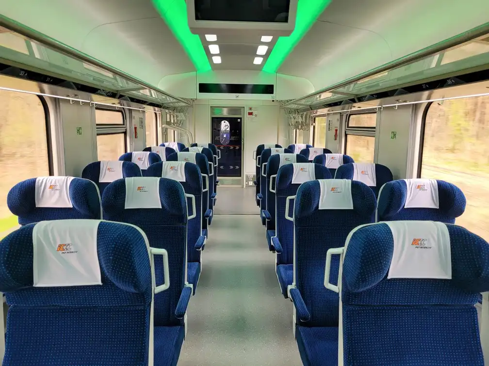 Second-class seats in an intercity train