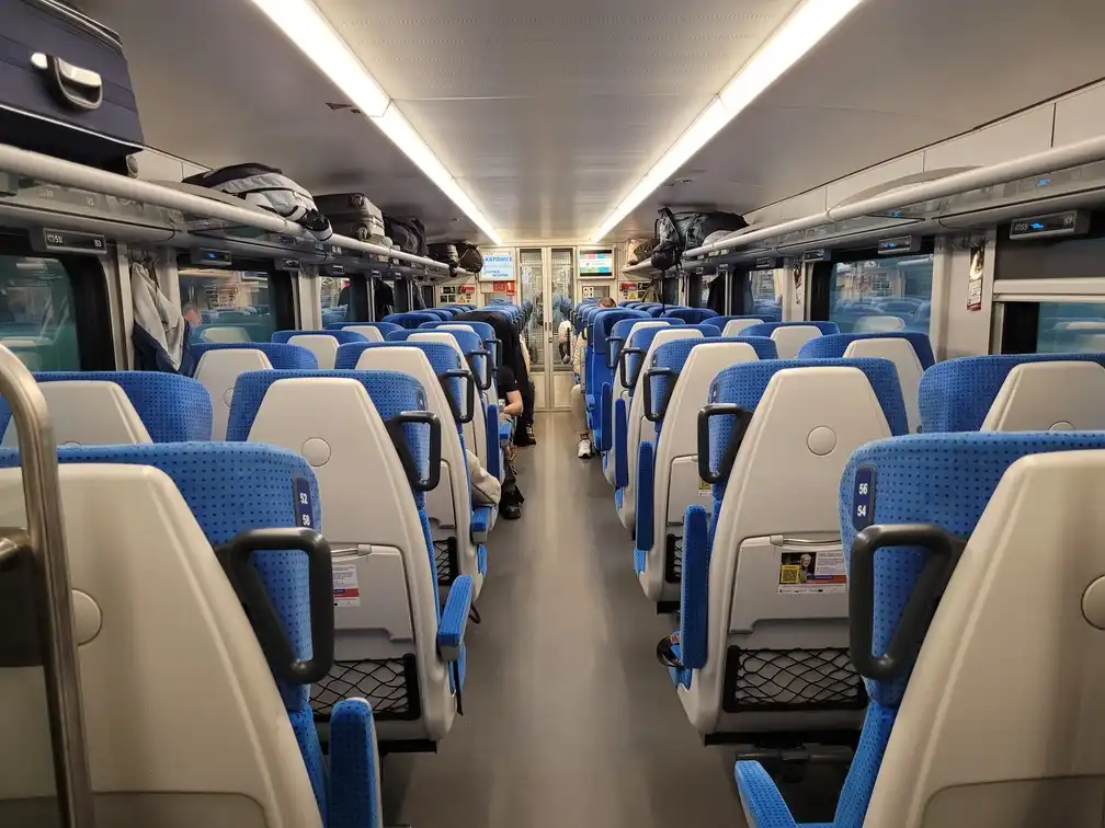 Second-class seats in an intercity FLIRT 3 train