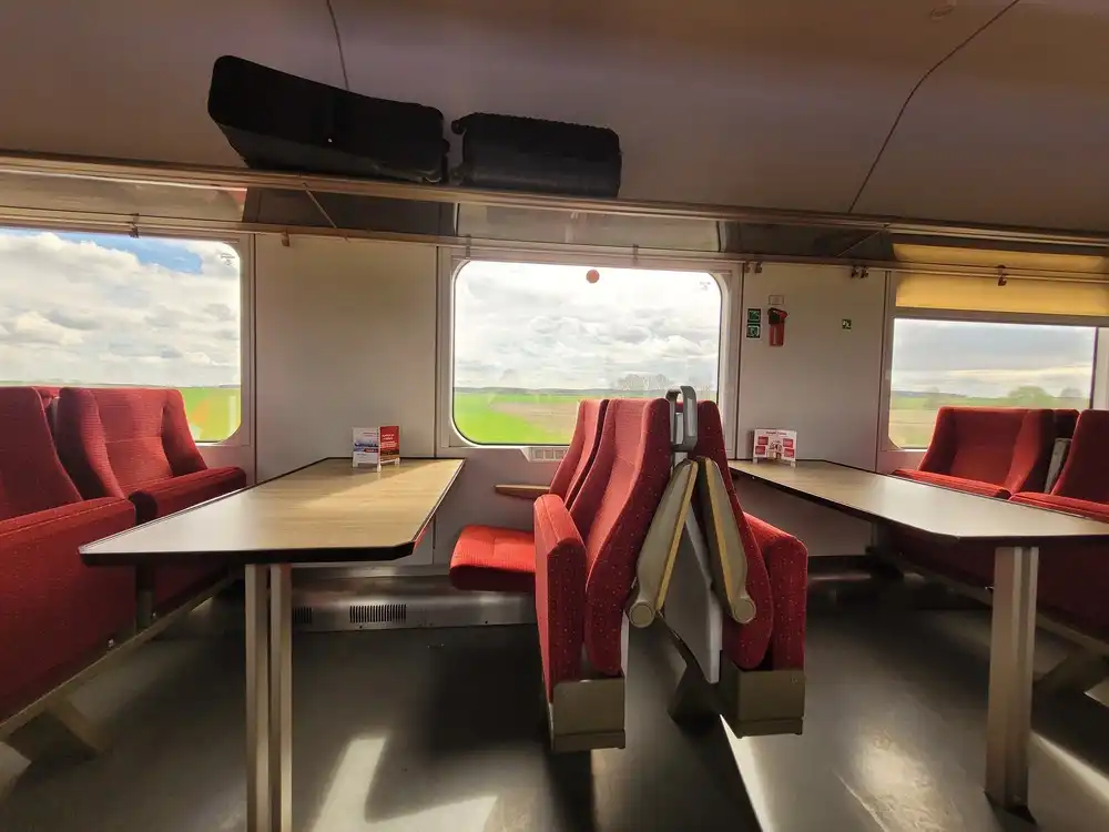 Restaurant tables in an intercity train