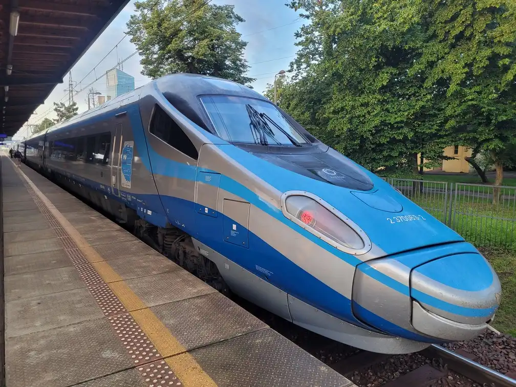 Pendolino train on a platform