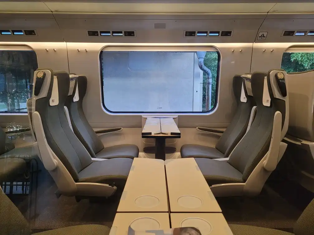 Second-class seats in a Pendolino train