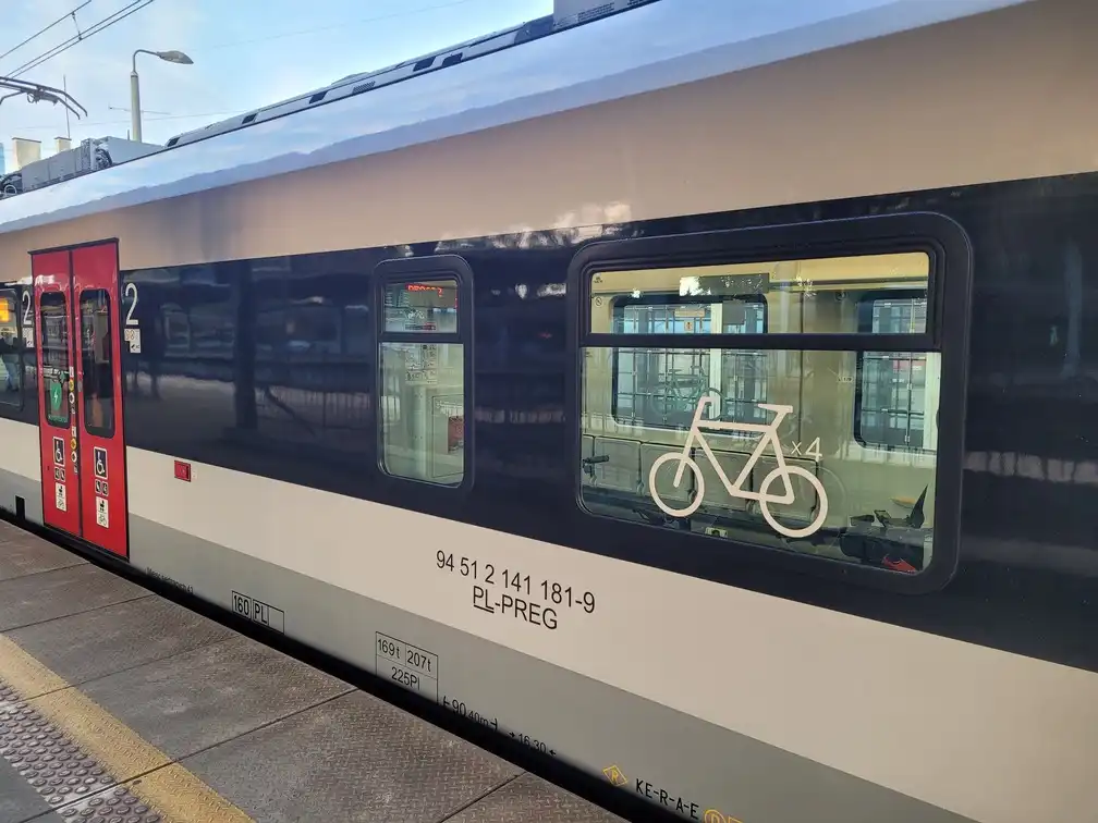 Bicycle section of a regional train on a platform