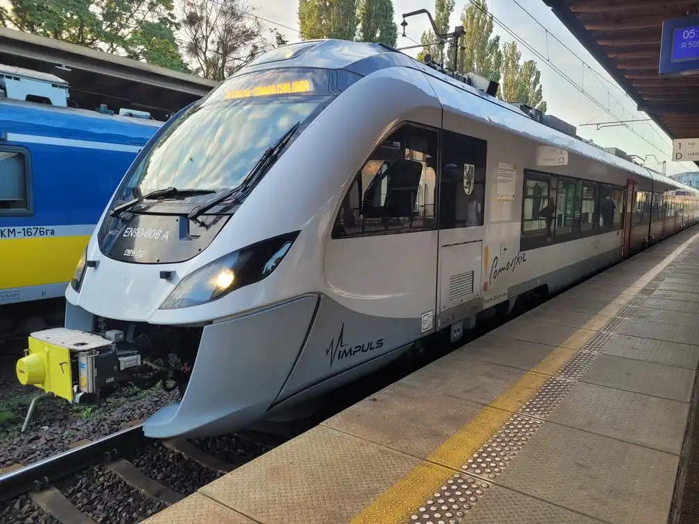 Regional train (Newag Impuls model) on a platform