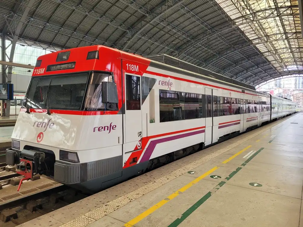 Cercanias train on a platform in Bilbao