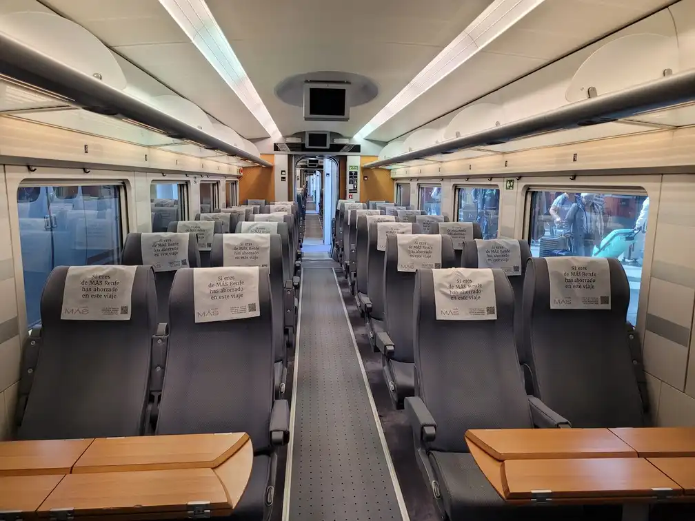 Second-class seats in a Renfe series 102