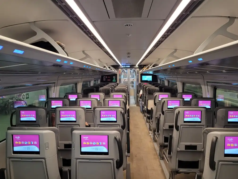 Second-class seats in a Renfe series 106