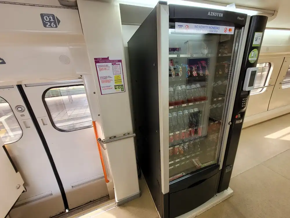 Vending machine in a Renfe series 594