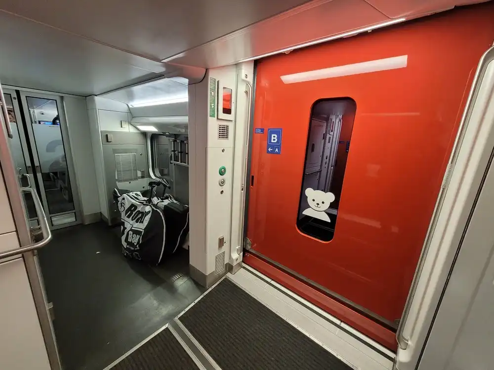 Packed bicycles in the luggage space next to the door